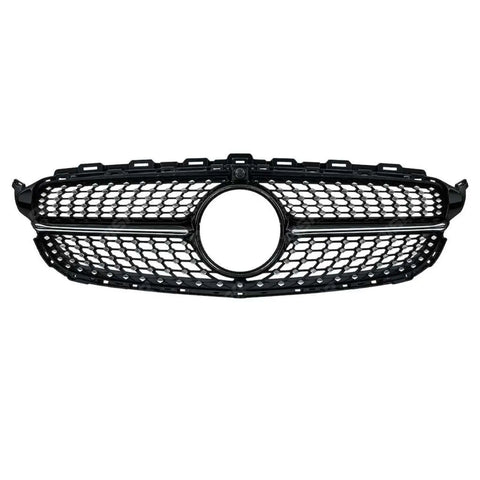 Black and Chrome Diamond Grill (Camera Compatible) For Mercedes C205 W205 2015-2018 - Grilles