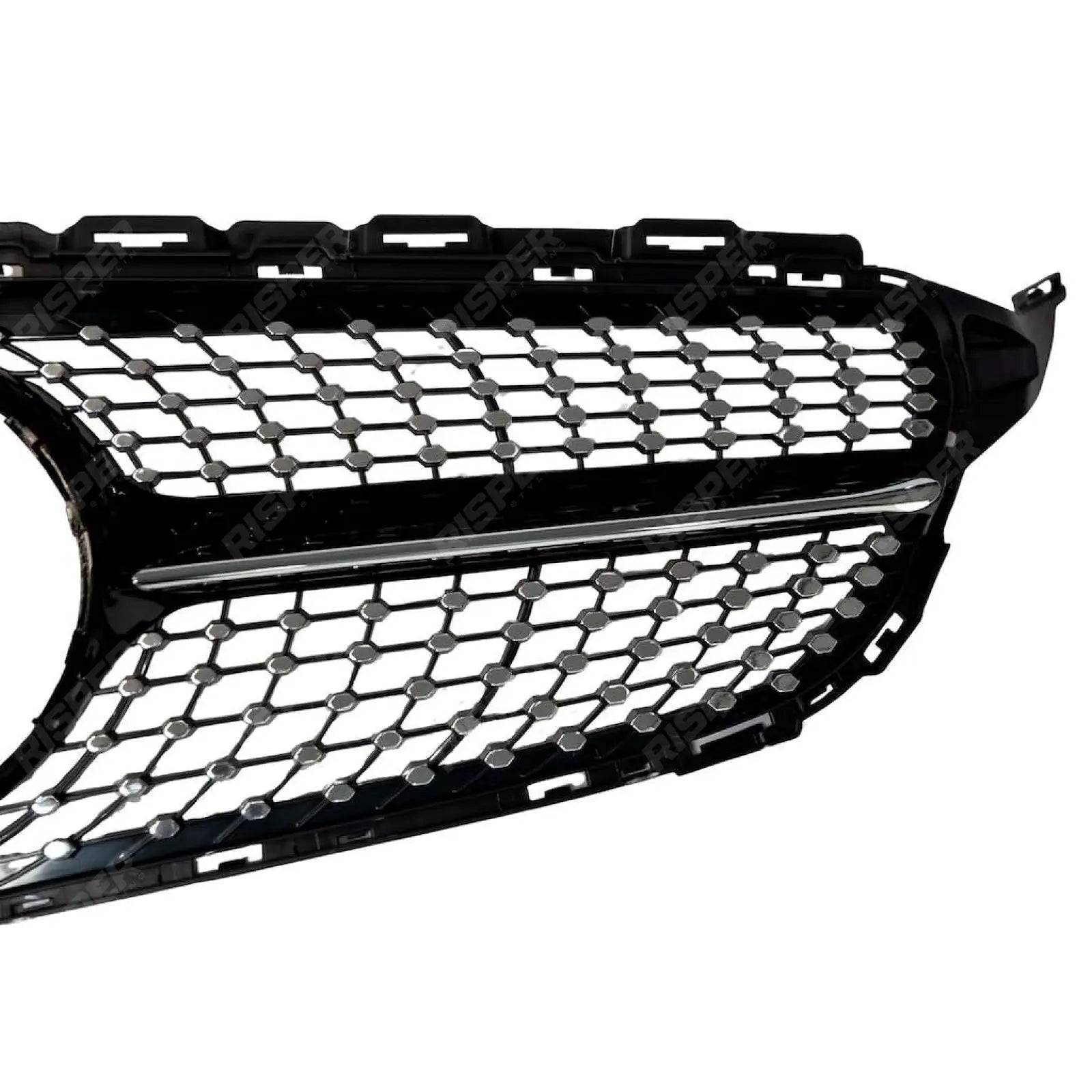 Black and Chrome Diamond Grill (Without Camera) For Mercedes C205 W205 2015-2018 - Grilles
