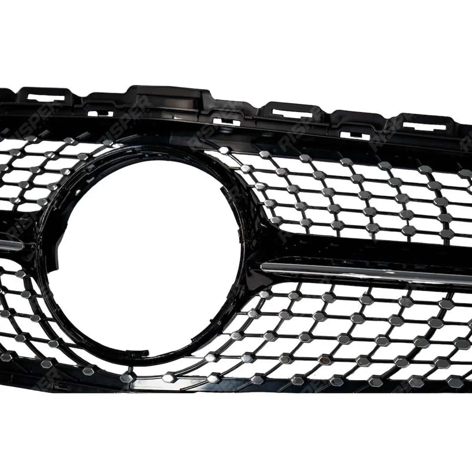 Black and Chrome Diamond Grill (Without Camera) For Mercedes C205 W205 2015-2018 - Grilles