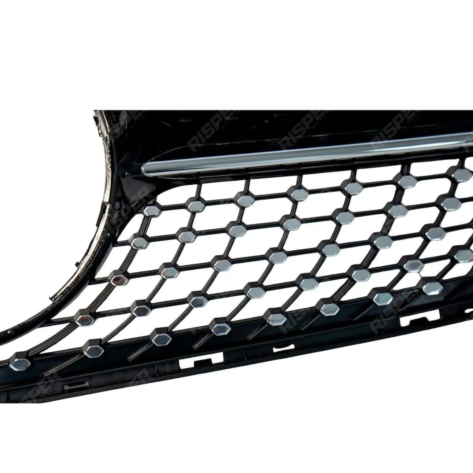 Black and Chrome Diamond Grill (Without Camera) For Mercedes C205 W205 2015-2018 - Grilles