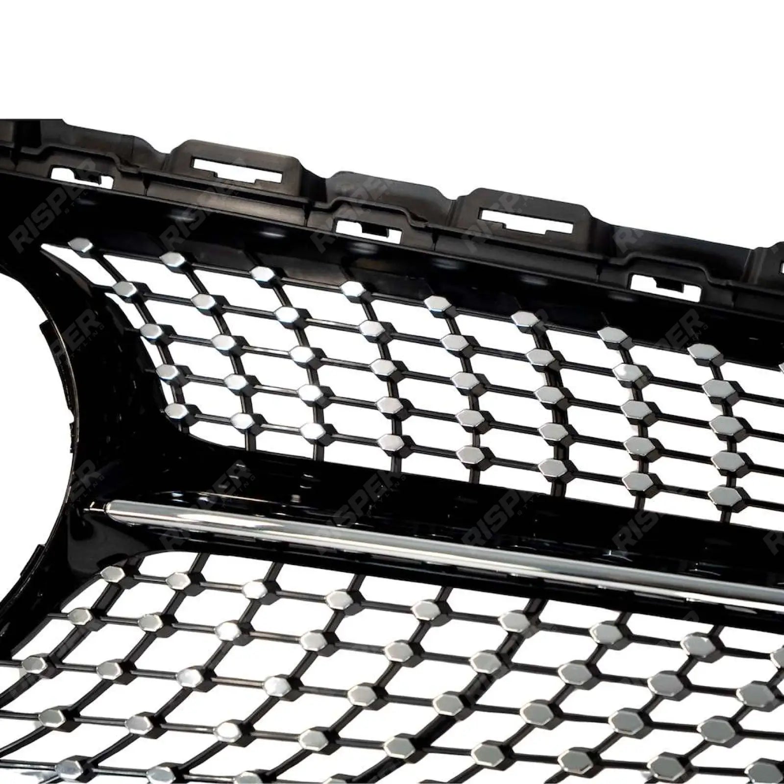Black and Chrome Diamond Grill (Without Camera) For Mercedes C205 W205 2015-2018 - Grilles