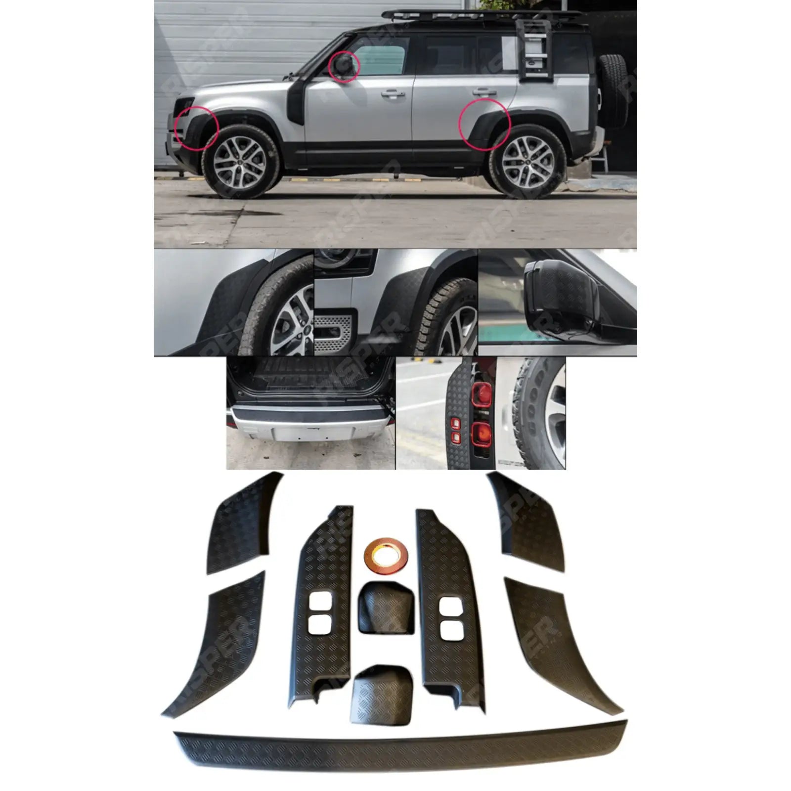 Land Rover Defender L663 2020 On Black Anti - Scratch Protective Trim Set Main image