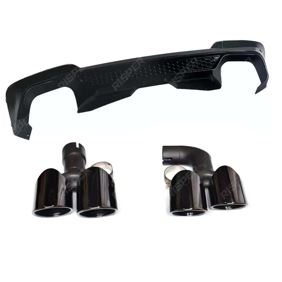 BMW X3 G01 PRE LCI Black Knight Rear Diffuser In Gloss Black (With Exhaust Tips) - Diffuser