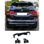 Black Knight RearDiffuser In Gloss Black (With Exhaust Tips) For BMW X3 G01 PRE LCI - Diffuser