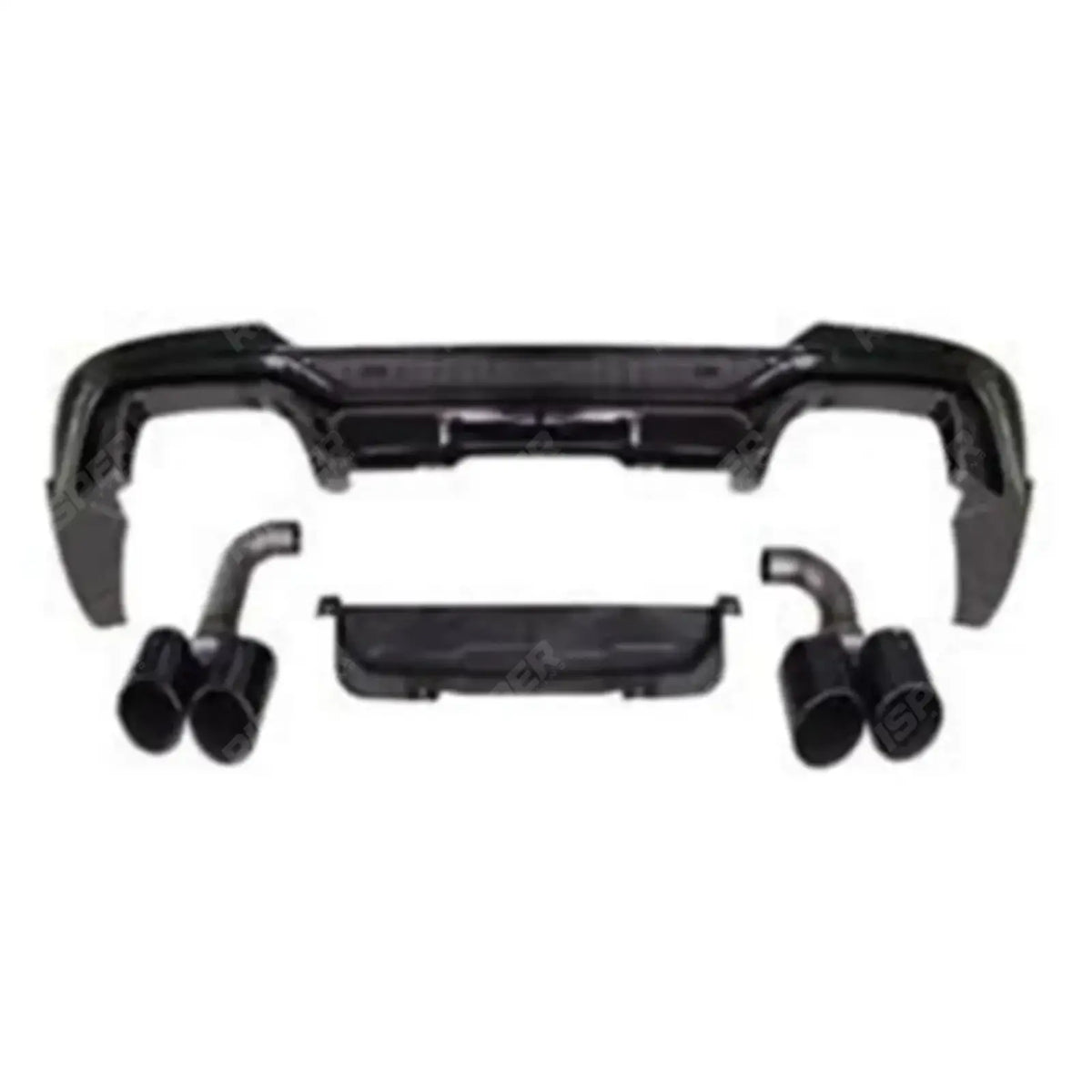 BMW X4 G02 PRE LCI 2018-2022 Black Knight Rear Diffuser In Gloss Black (With Exhaust Tips) - Diffuser