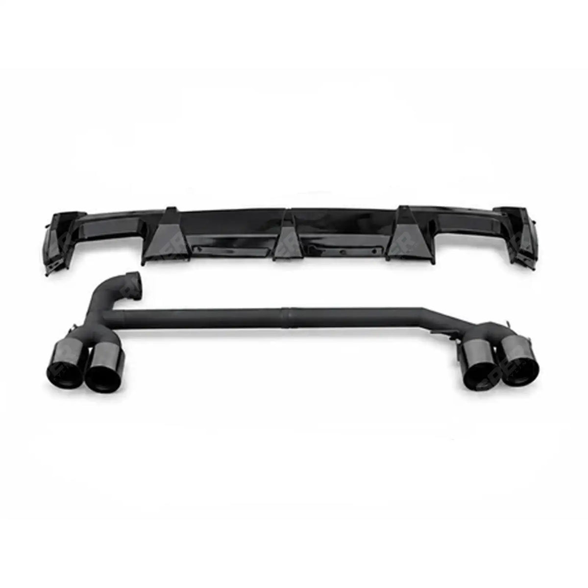 Black Knight Rear Diffuser With Tips in Gloss Black for BMW 1 Series F70 2024 on M-Performance - Diffuser Main image