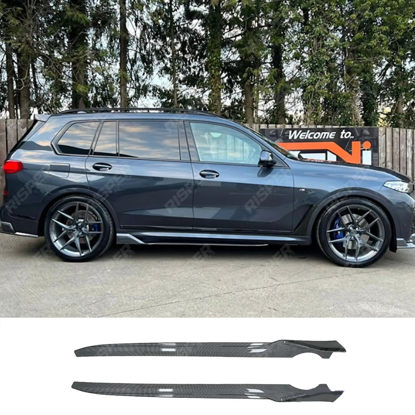 BMW X7 2018-2023 Black Knight Side Skirts In Carbon Look - Side Skirt Splitters Main image