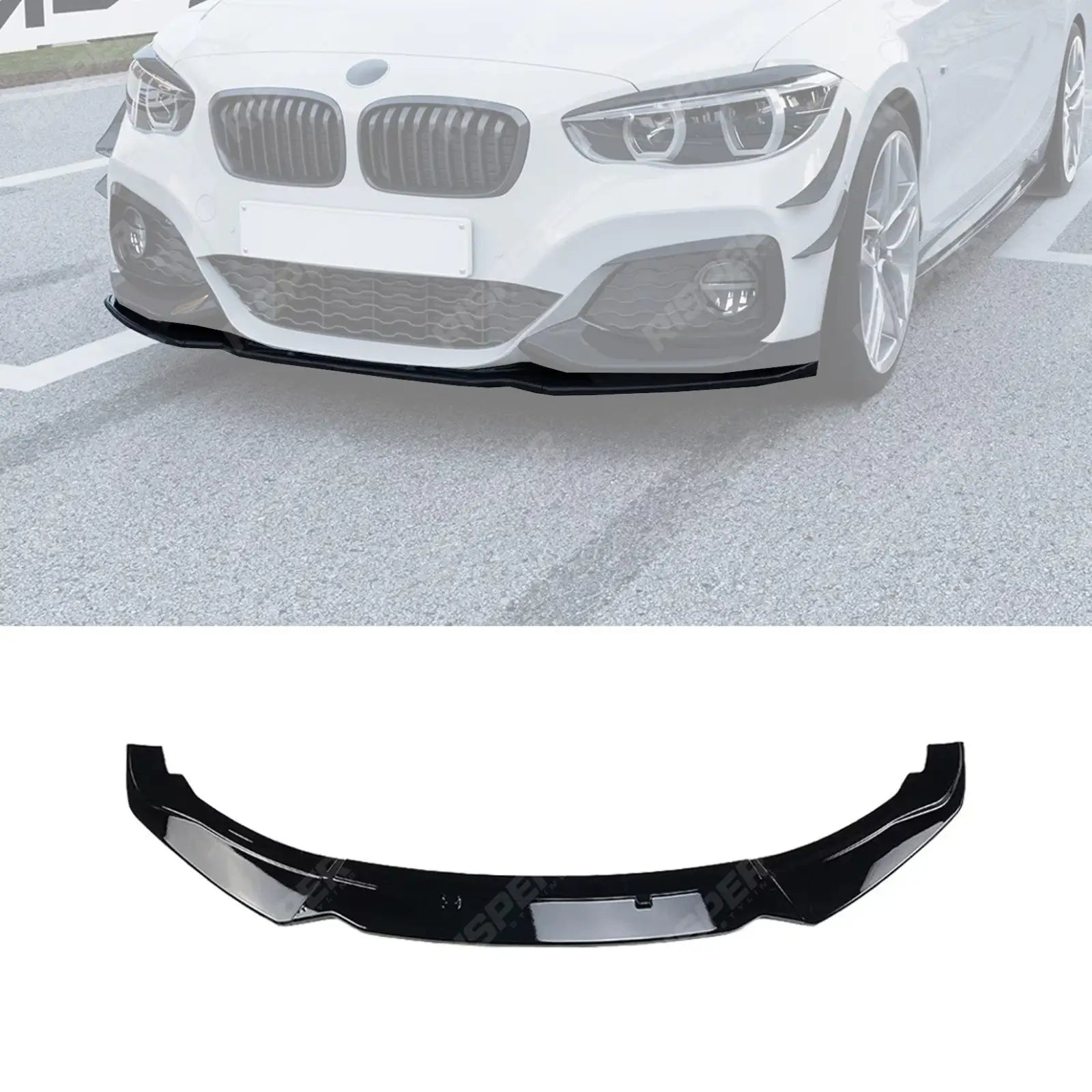 BMW 1 SERIES F20 F21 LCI STANDARD (NON M SPORT) 2015-2019 3PC FRONT SPLITTER IN GLOSS BLACK Front Splitter Main image
