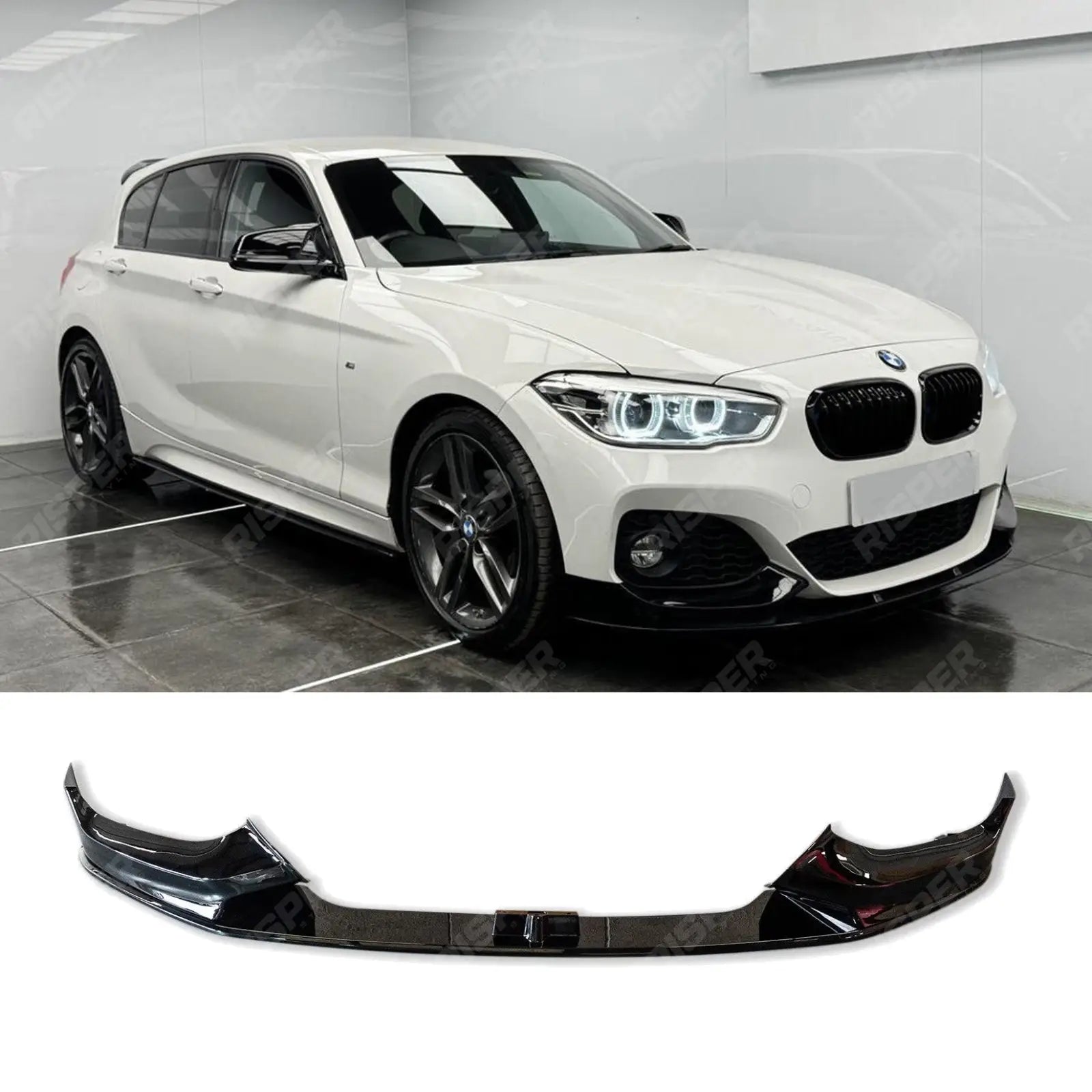 BMW 1 Series F20 M Sport LCI Facelift 2015 - 2019 Gloss Black Front Splitter Lip Main image