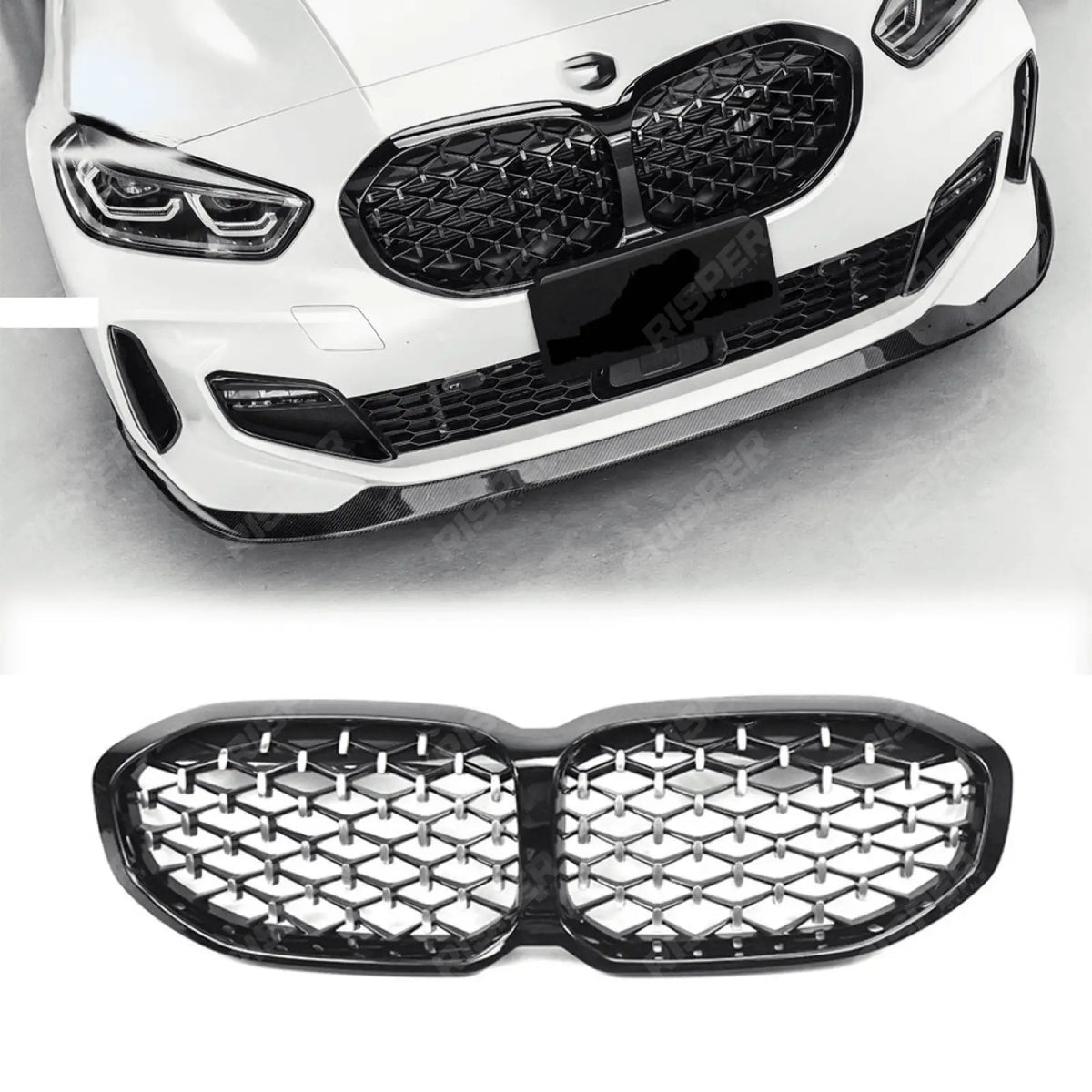 BMW 1 Series F40 2018 - 2024 Gloss Black Diamond Style Front Grill