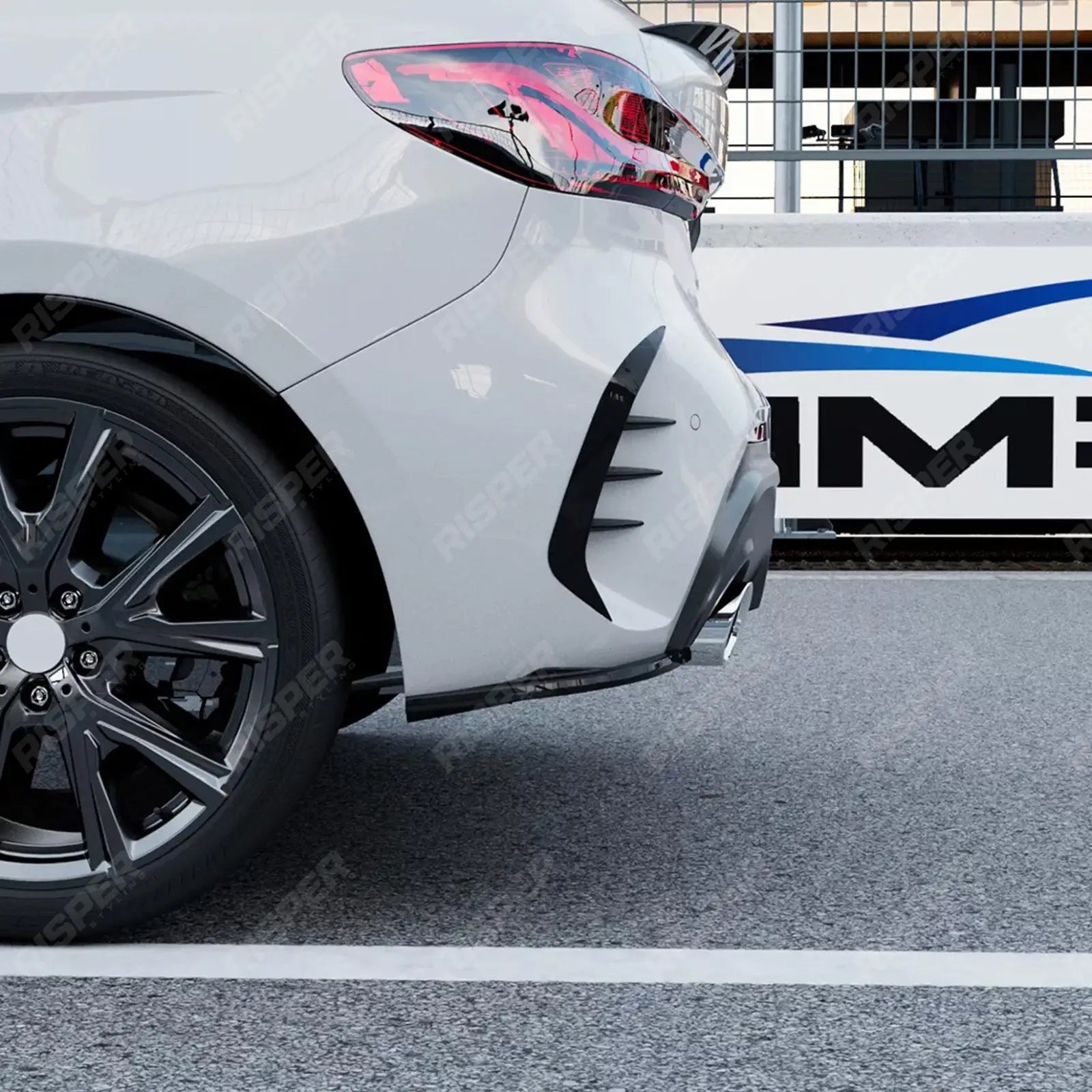 BMW 1 SERIES F40 M SPORT 2019-2024 REAR BUMPER CORNER SPLITTERS IN GLOSS BLACK Rear Side Splitters