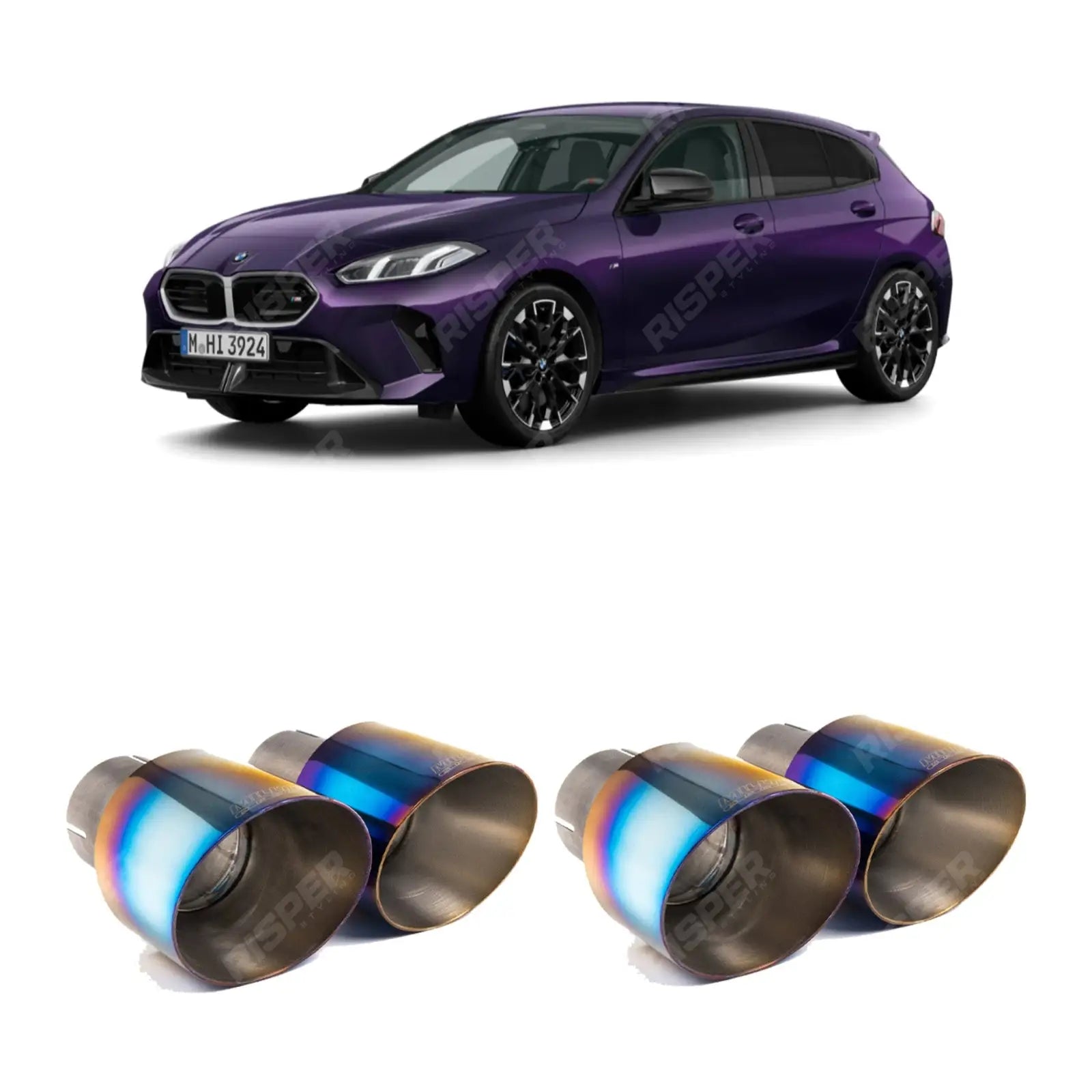 BMW 1 Series F70 M135i xDrive Milltek Sport OPF Back Exhaust System Oe Rear Diffuser - Burnt / Blue Tips Exhaust Systems