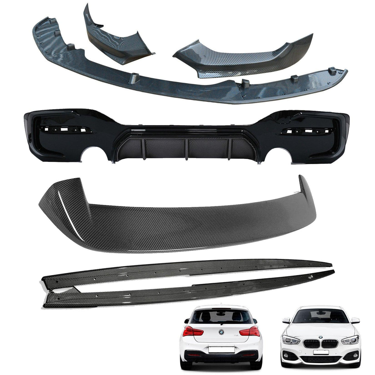 BMW 1 Series LCI M Sport F20 F21 2015 - 2019 Carbon Look Full Aero Body Kit - Diffuser 0___0