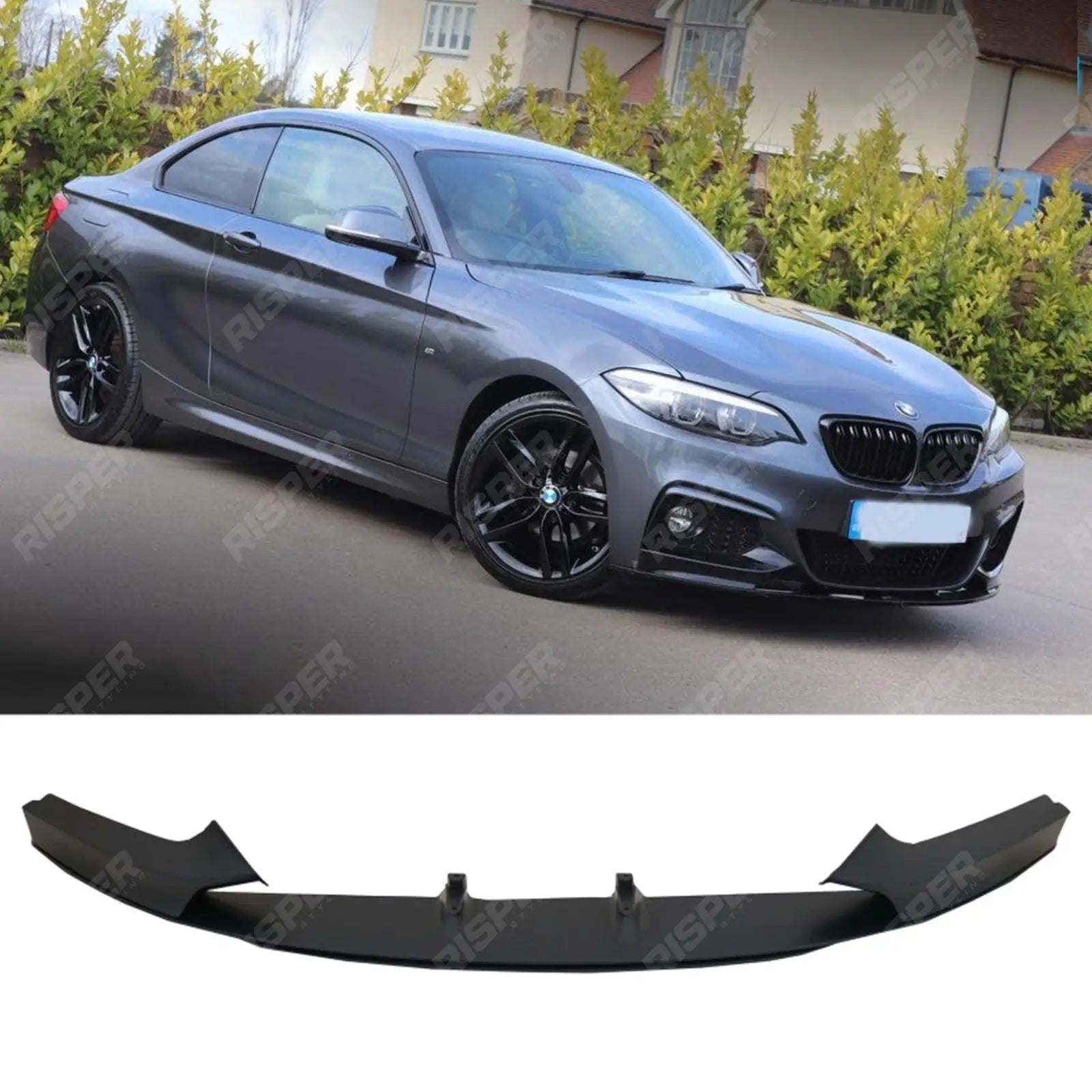 BMW 2 Series F22 F23 M Sport Front Splitter 2013 - 2021 Matte Black Main image