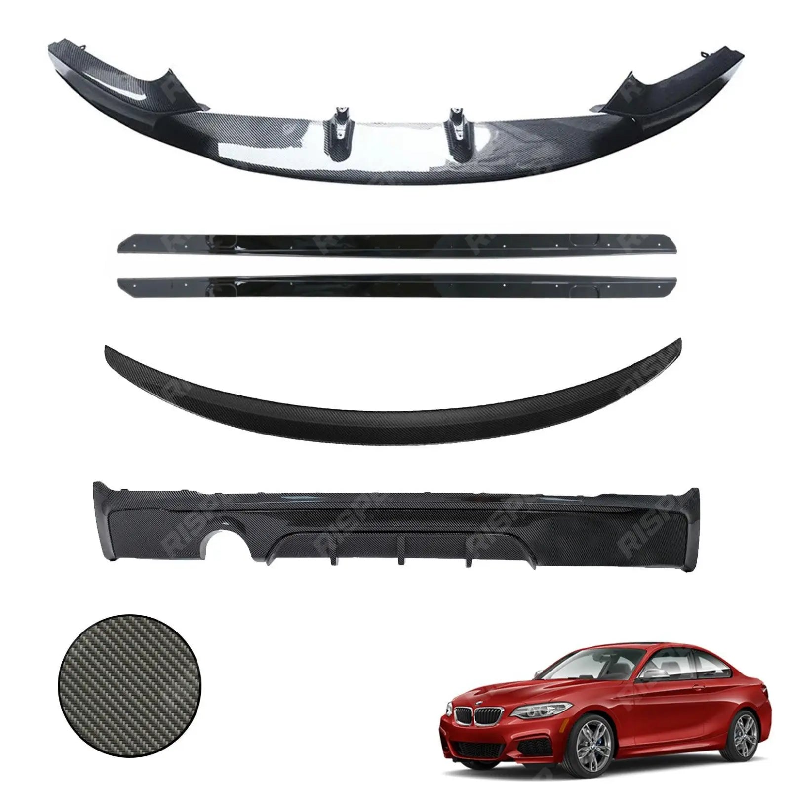 BMW 2 Series F22 M Sport 2014 - 2021 Carbon Look Full Aero Body Kit - Diffuser 0___ Main image