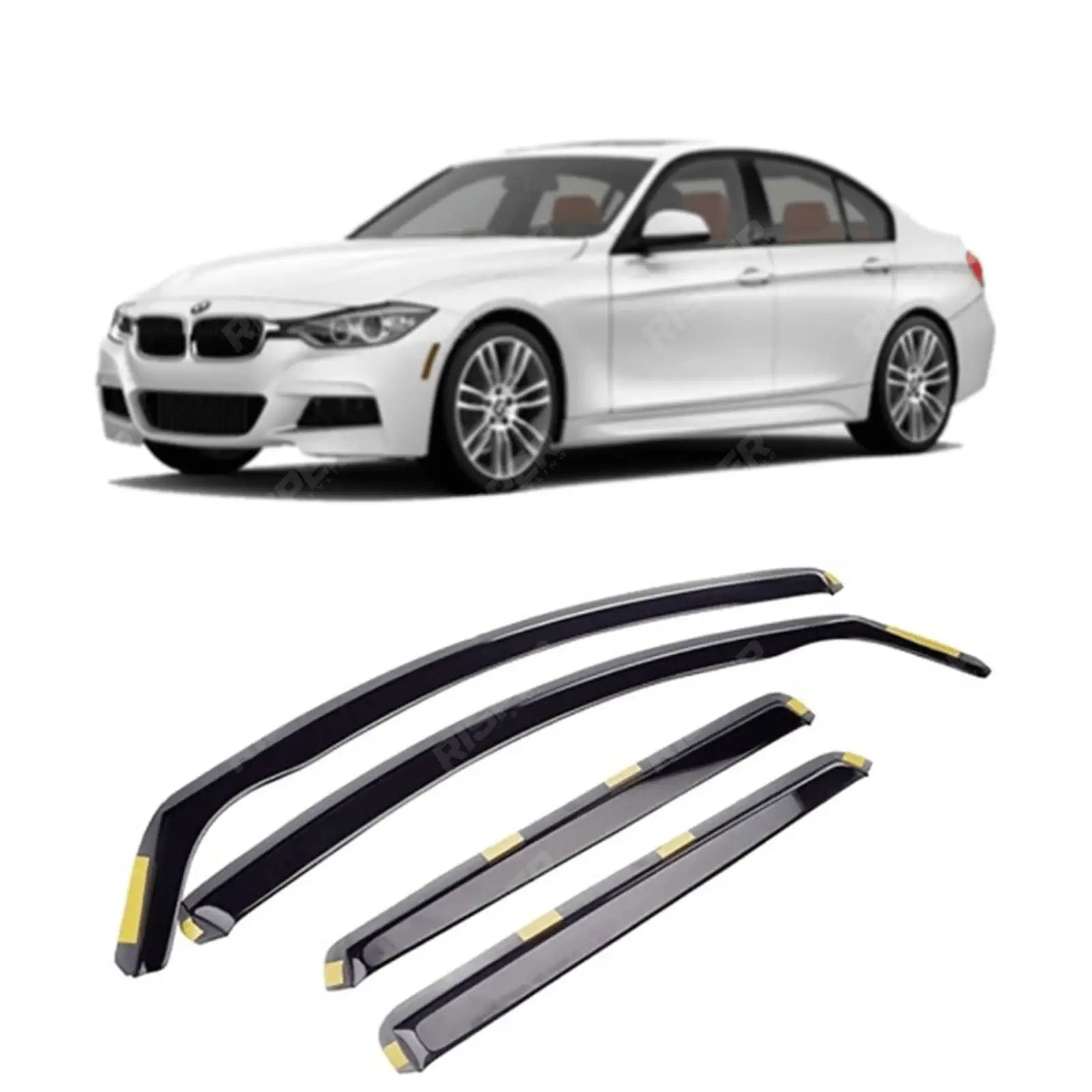 Bmw 3 Series F30 2011 - 2018 STX Internal Wind Deflectors - 4PCS - Clip In Fitment - Dark Smoke - W169 Main image