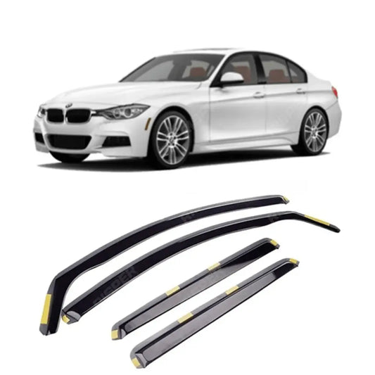 Bmw 3 Series F30 2011 - 2018 STX Internal Wind Deflectors - 4PCS - Clip In Fitment - Dark Smoke - W169