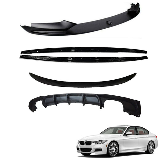 BMW 3 SERIES F30 2012-2018 FULL AERO BODY KIT IN MATTE BLACK - DIFFUSER 00__00 - RisperStyling