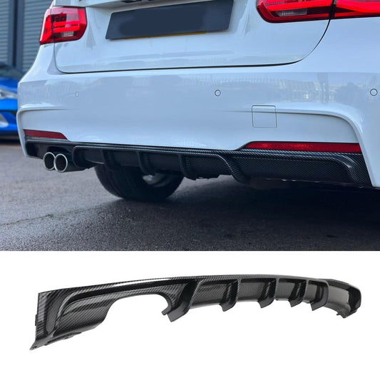 BMW 3 Series F30 F35 M Performance Rear Diffuser M Sport Twin Exit - Carbon Fiber Look