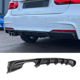 BMW 3 Series F30 F35 M Performance Rear Diffuser M Sport Twin Exit - Carbon Fiber Look