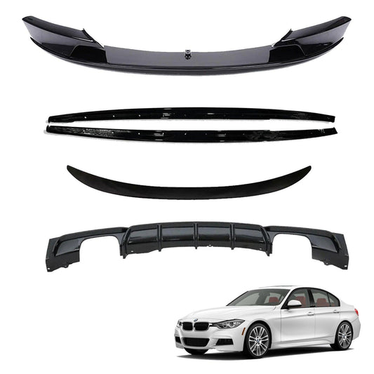 BMW 3 Series F30 M Sport 2012 - 2018 Gloss Black Full Aero Body Kit - Diffuser 00__00