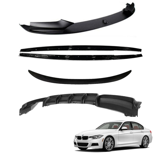 BMW 3 Series F30 M Sport 2012 - 2018 Gloss Black Full Aero Body Kit - Diffuser 00___