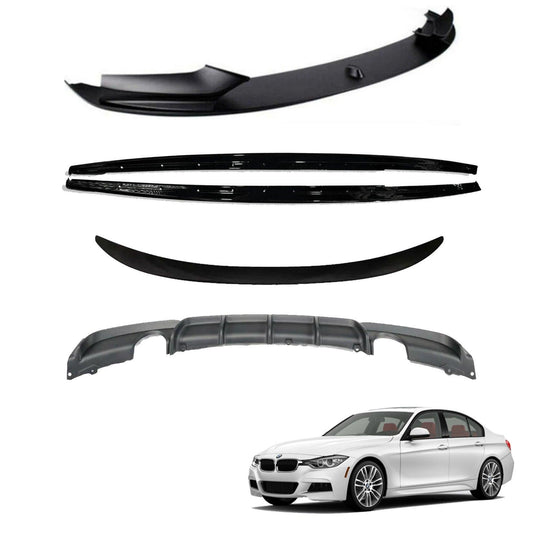 BMW 3 Series F30 M Sport 2012 - 2018 Matte Black Full Aero Body Kit - Diffuser 0___0