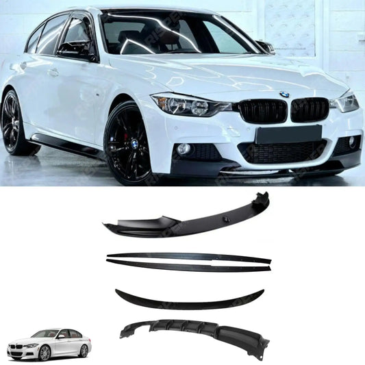 BMW 3 Series F30 M Sport 2012-2018 Matte Black Full Aero Body Kit - Diffuser 00___ Aero Kit