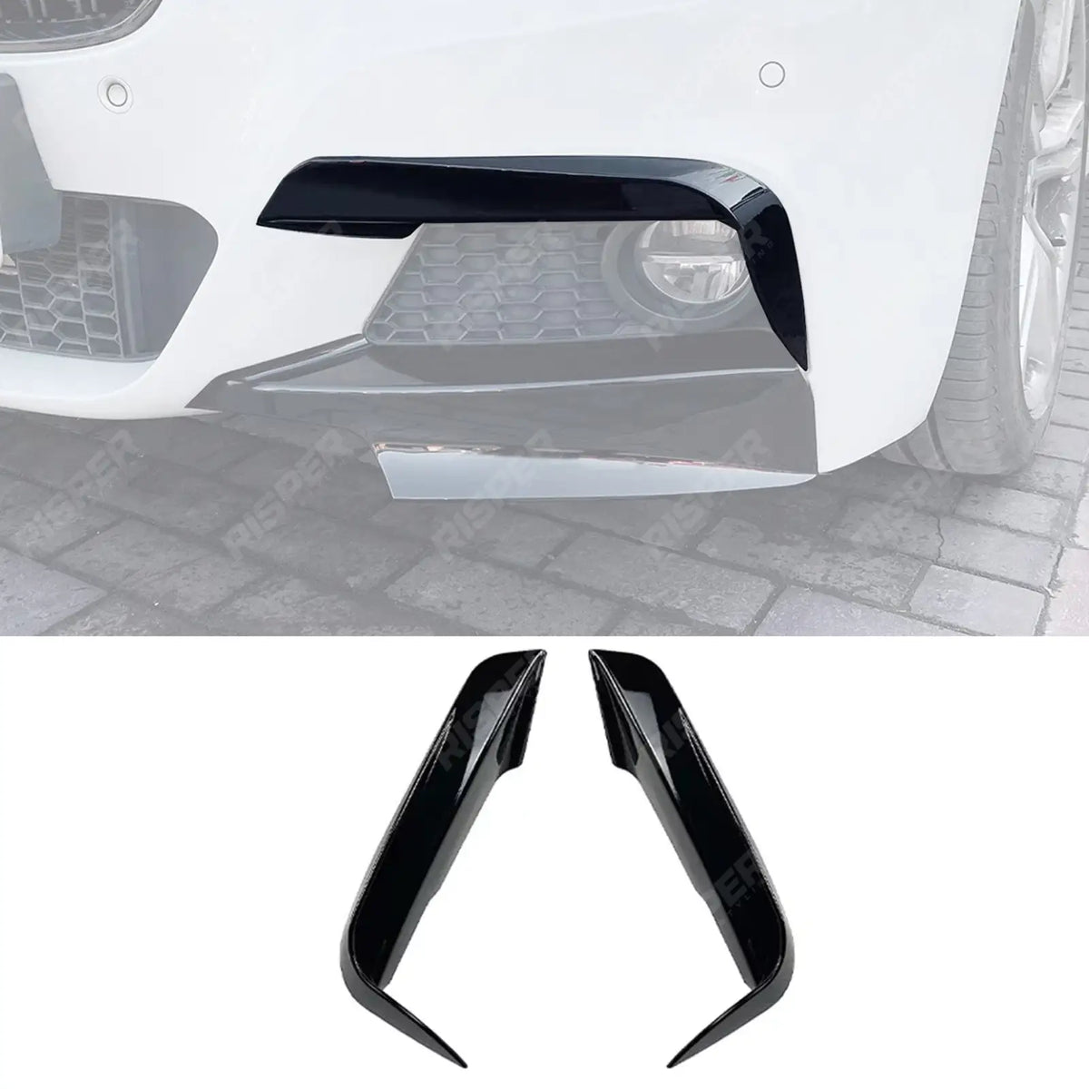 BMW 3 SERIES F30 M SPORT 2012-2019 FRONT UPPER CANARDS IN GLOSS BLACK Body Trims