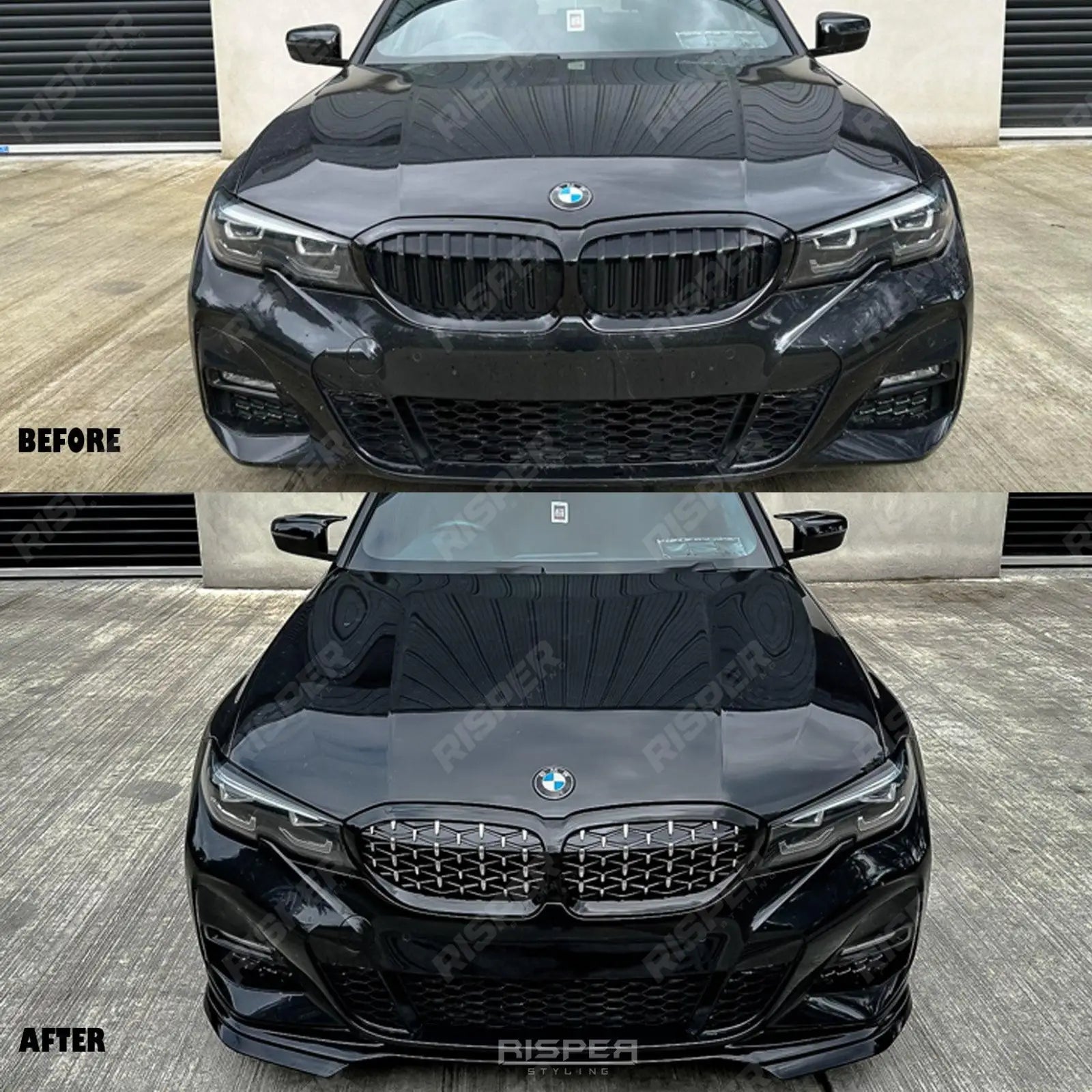 BMW 3 Series G20/G21 2018 - 2021 (pre - lci) Diamond Style Front Grill Gloss Black & Silver