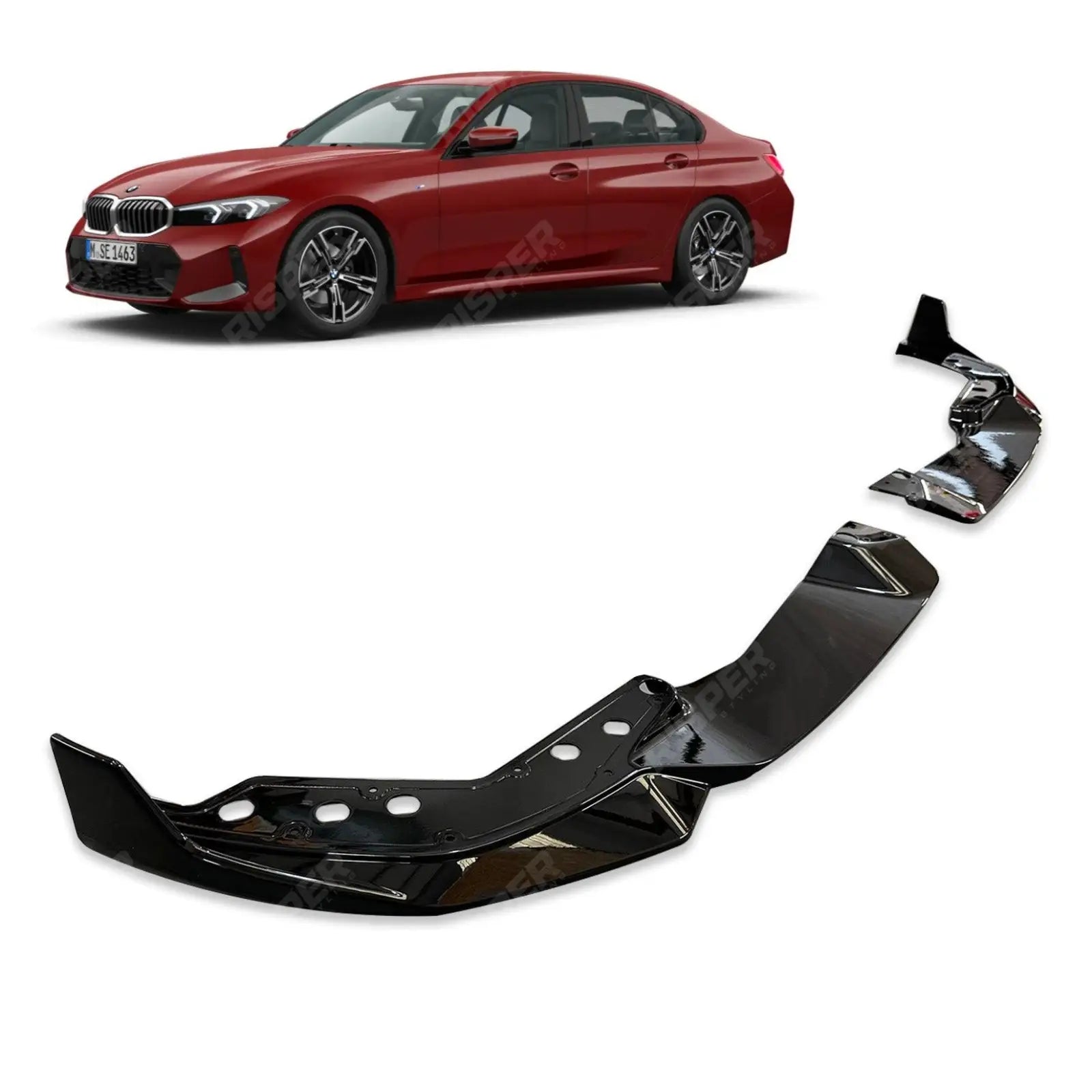 BMW 3 Series G20 LCI M Sport Facelift 2022+ Gloss Black Front Splitter Lip