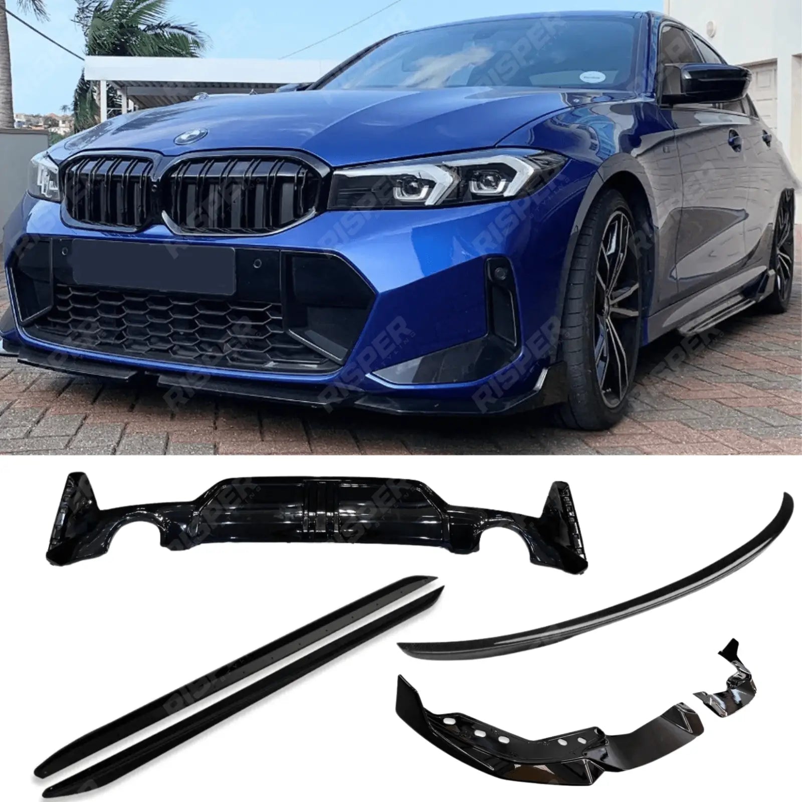 BMW 3 Series G20 M Sport LCI Aero Kit In Gloss Black Main image