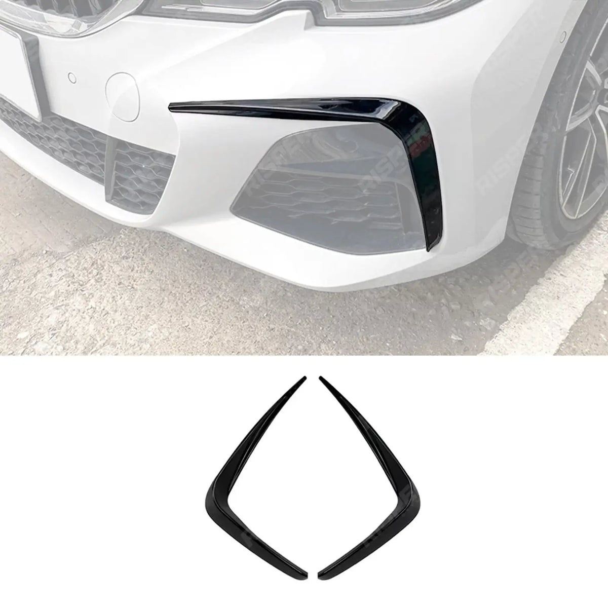BMW 3 SERIES G20 (PRE LCI) 2019-2022 FRONT BUMPER CANARDS IN GLOSS BLACK Body Trims