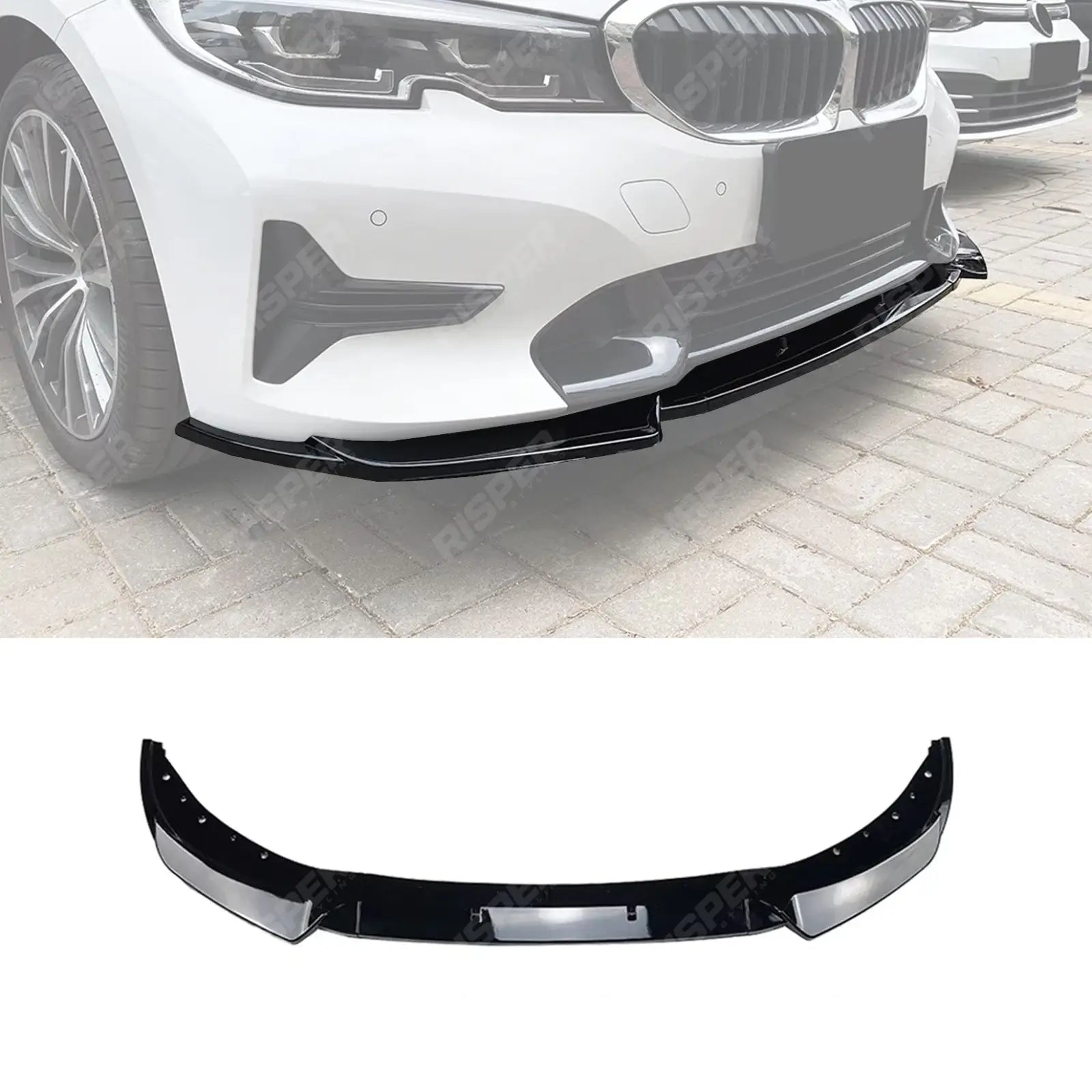 BMW 3 SERIES G20 PRE LCI 2019-2022 STANDARD (NON M SPORT) FRONT SPLITTER IN GLOSS BLACK Front Splitter Main image