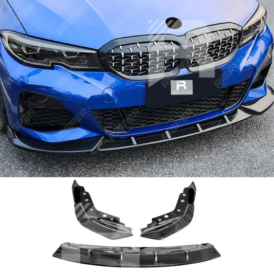 BMW 3 Series M Sport G20 2018 - 2022 (Pre - LCI) Gloss Black 3 - Piece Front Splitter V2