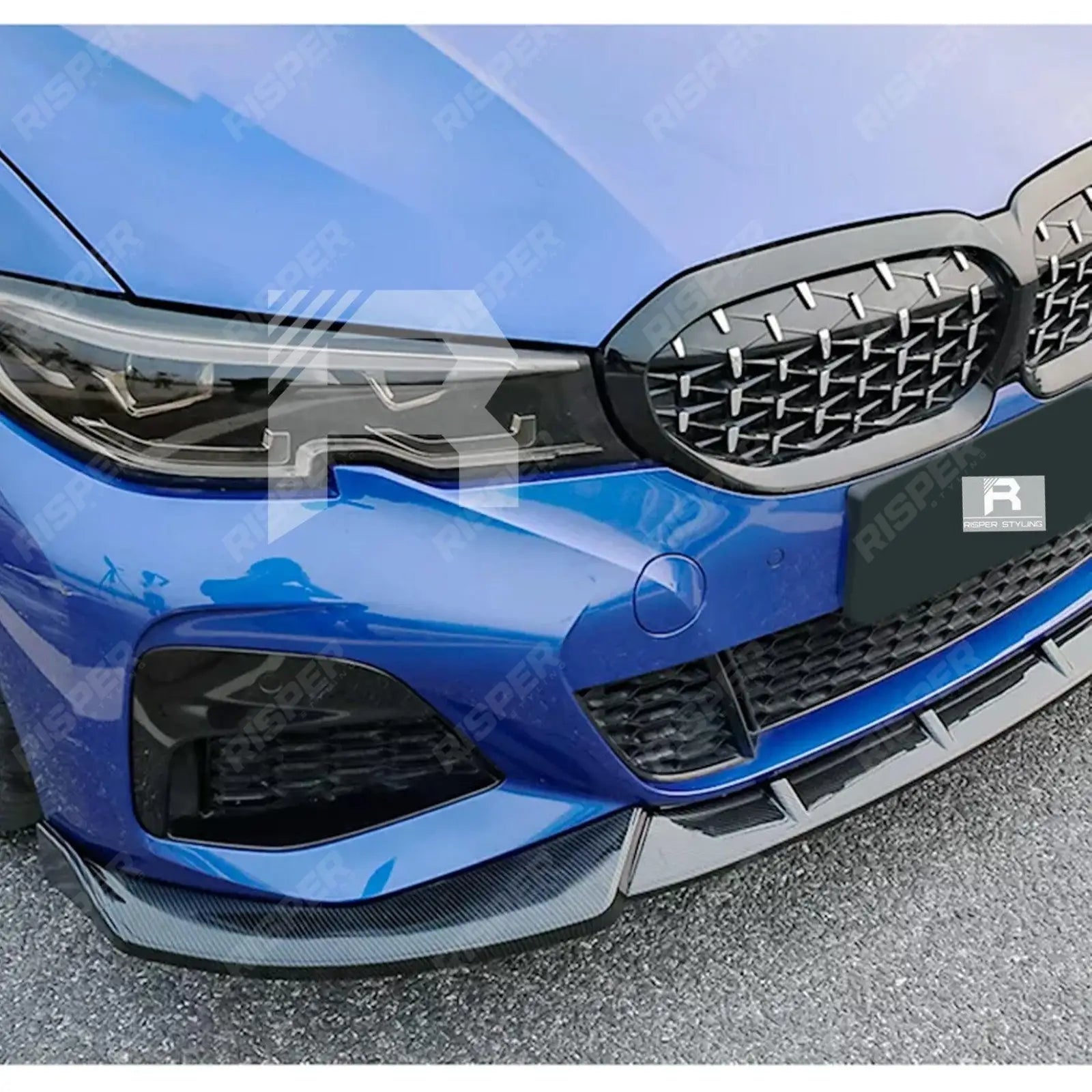 BMW 3 Series M Sport G20 2018 - 2022 (Pre - LCI) Gloss Black 3 - Piece Front Splitter V2