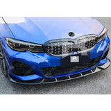BMW 3 Series M Sport G20 2018 - 2022 (Pre - LCI) Gloss Black 3 - Piece Front Splitter V2