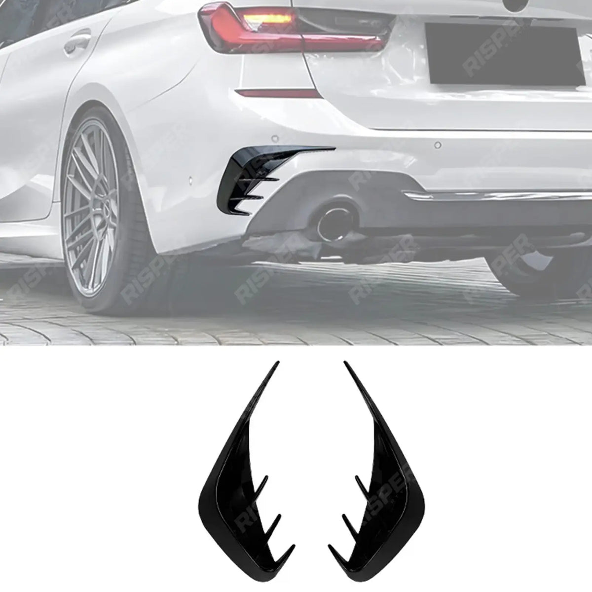 BMW 3 SERIES TOURING G21 2019-2022 REAR BUMPER SPORT VENTS IN GLOSS BLACK Body Trims