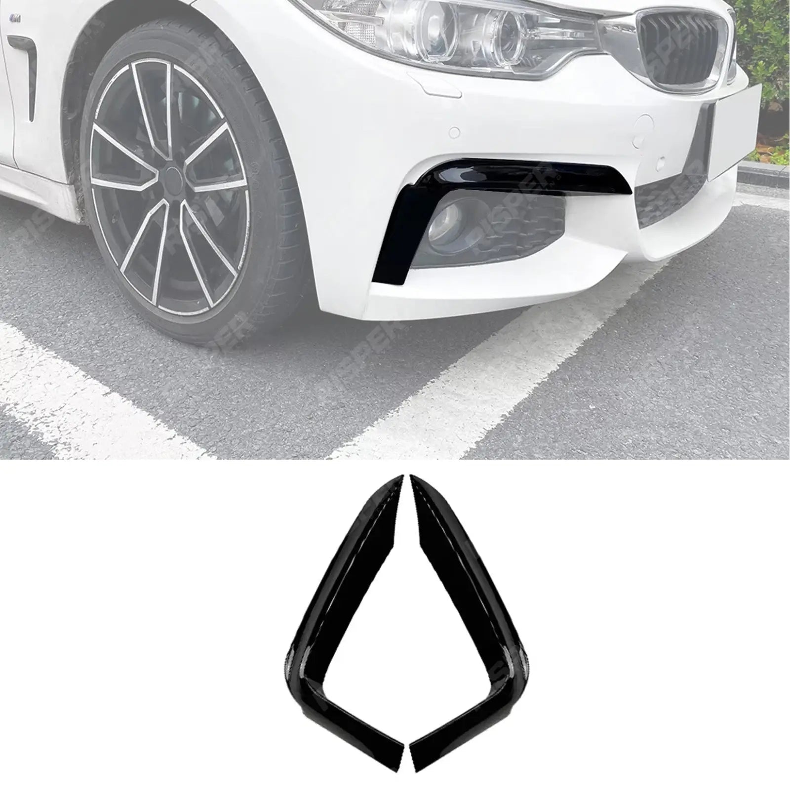 BMW 4 SERIES F32 & F36 2014-2020 M SPORT FRONT UPPER CANARDS IN GLOSS BLACK Body Trims Main image