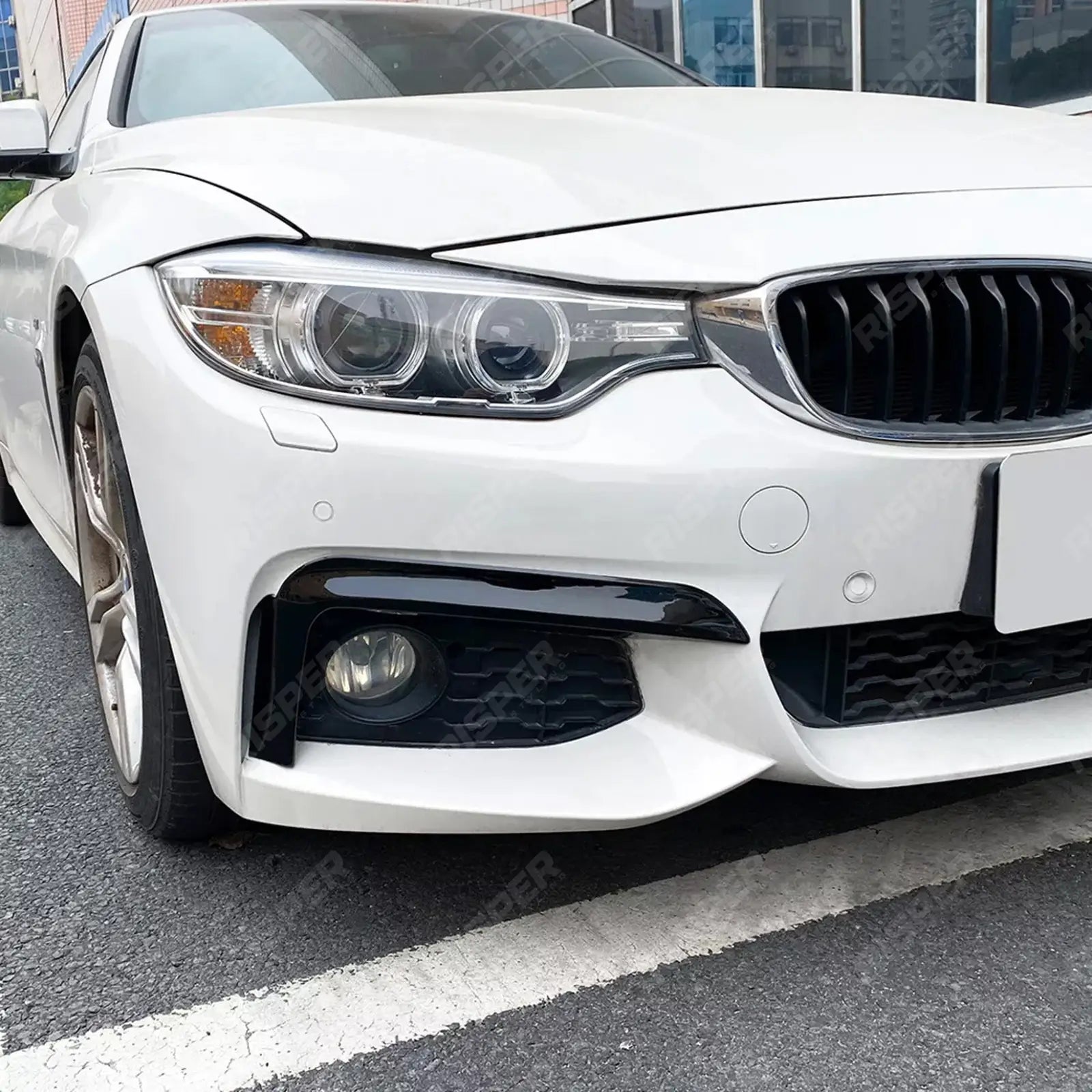 BMW 4 SERIES F32 & F36 2014-2020 M SPORT FRONT UPPER CANARDS IN GLOSS BLACK Body Trims
