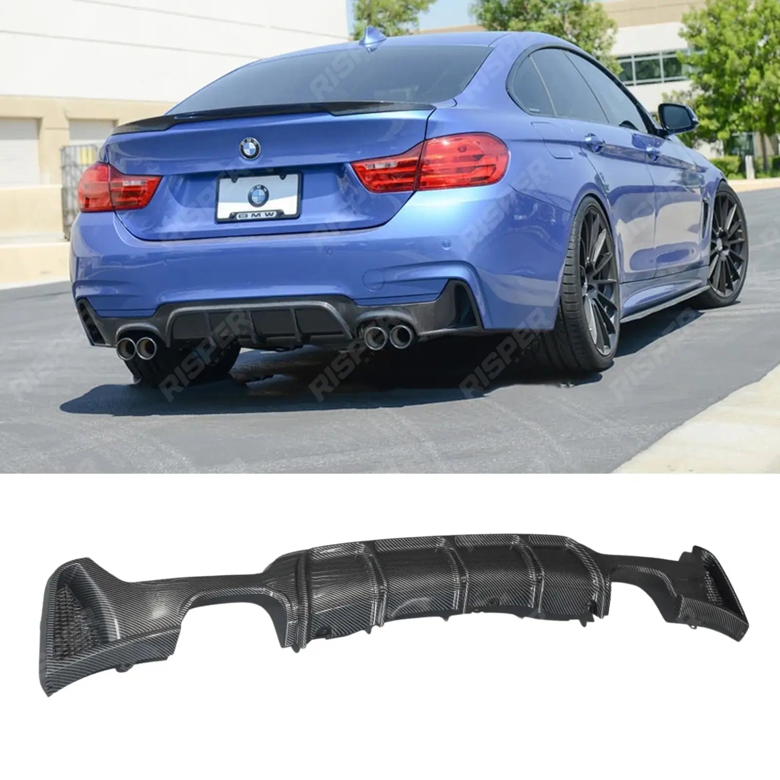Bmw 4 Series F32 F36 M Sport 2014 - 2020 Rear Diffuser 00__00 In Carbon Look Main image