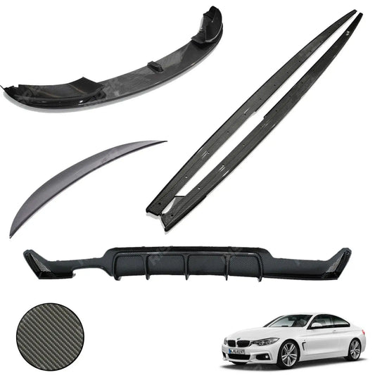 BMW 4 Series F32 M Sport 2014 - 2020 Carbon Look Full Aero Body Lip Kit - Diffuser 00___