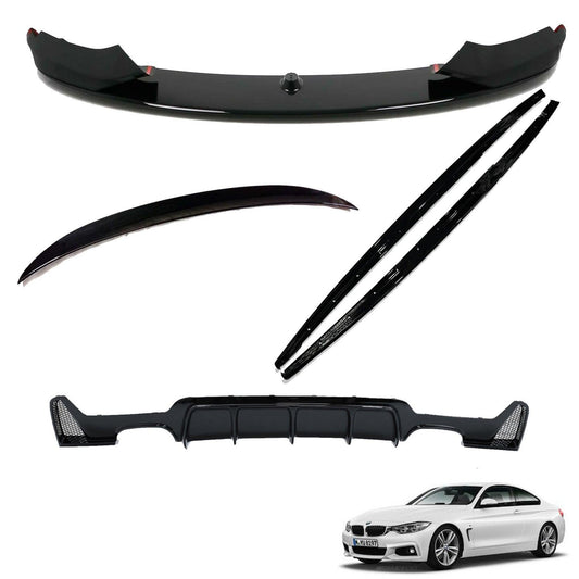BMW 4 Series F32 M Sport 2014 - 2020 Gloss Black Full Aero Body Lip Kit - Diffuser 00__00