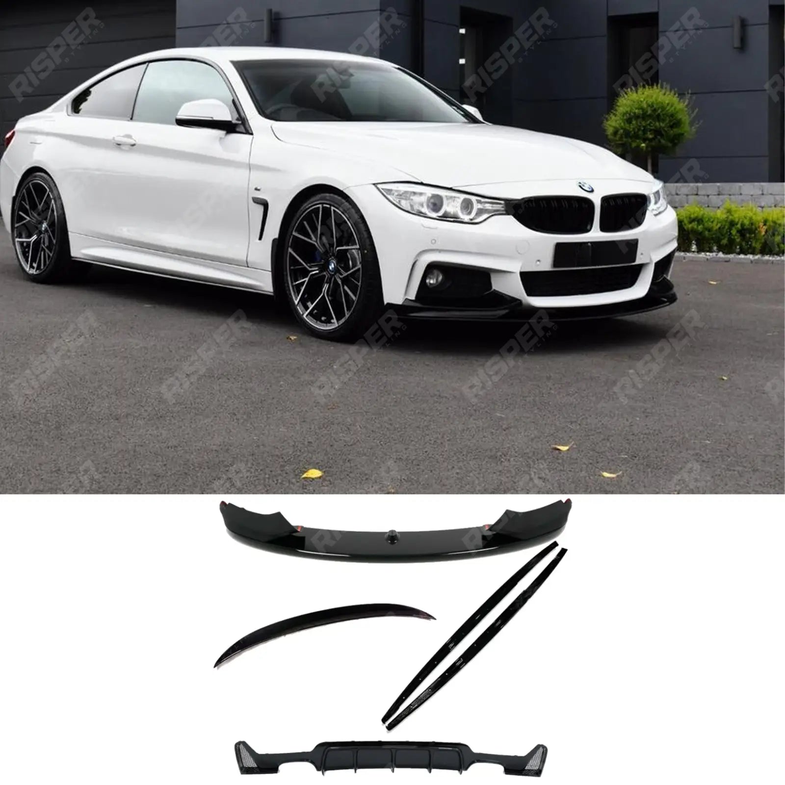 BMW 4 Series F32 M Sport 2014-2020 Gloss Black Full Aero Body Lip Kit - Diffuser 00__00 Aero Kit Main image
