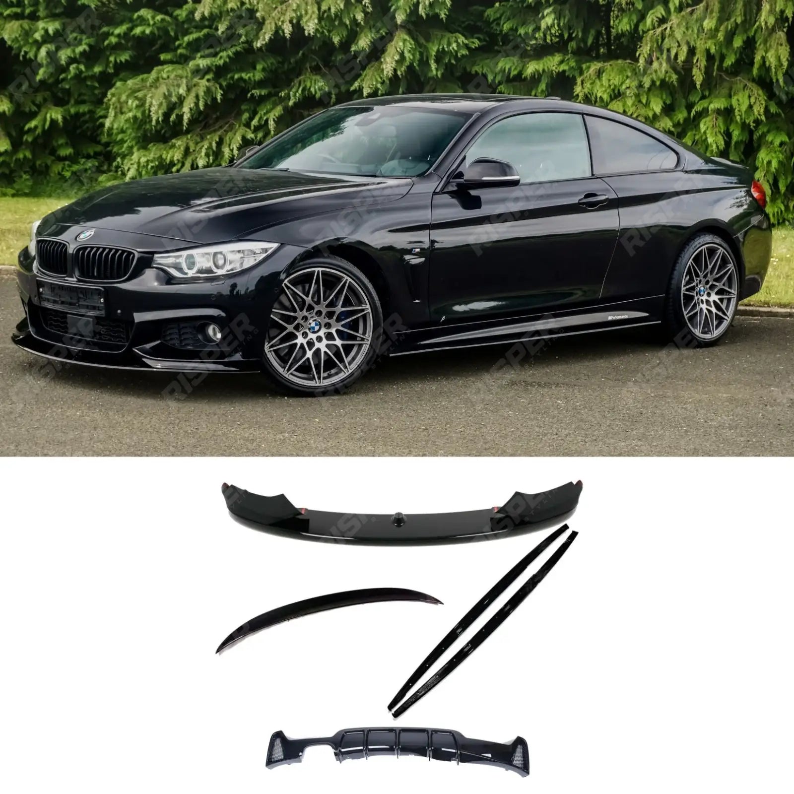 BMW 4 Series F32 M Sport 2014-2020 Gloss Black Full Aero Body Lip Kit - Diffuser 00___ Aero Kit Main image