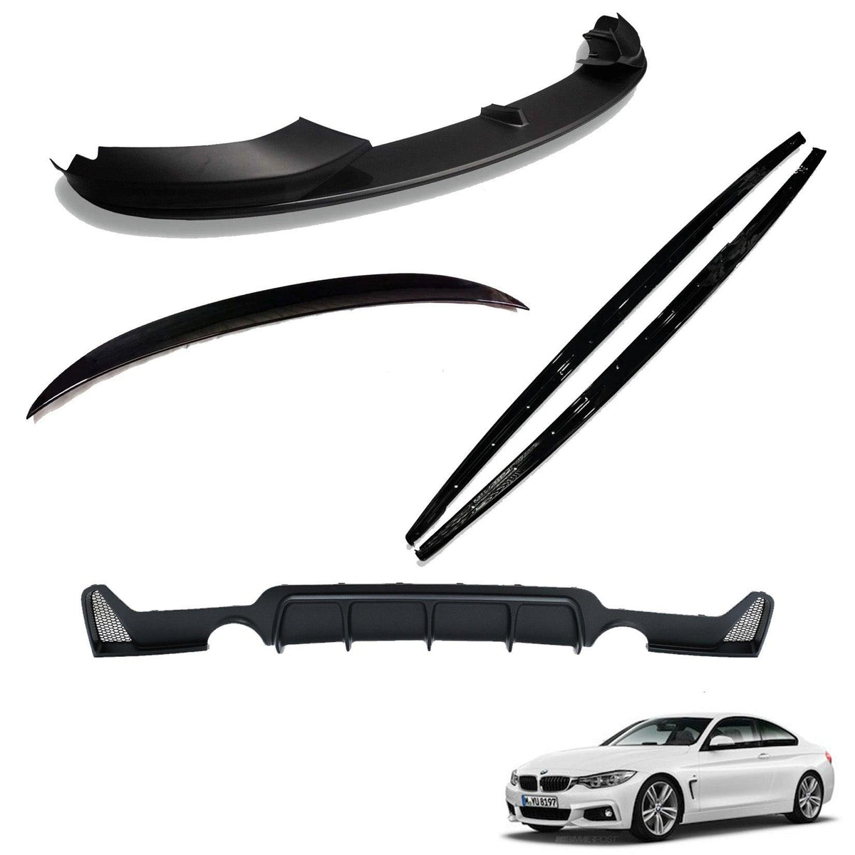 BMW 4 Series F32 M Sport 2014 - 2020 Matte Black Full Aero Body Lip Kit - Diffuser 0___0