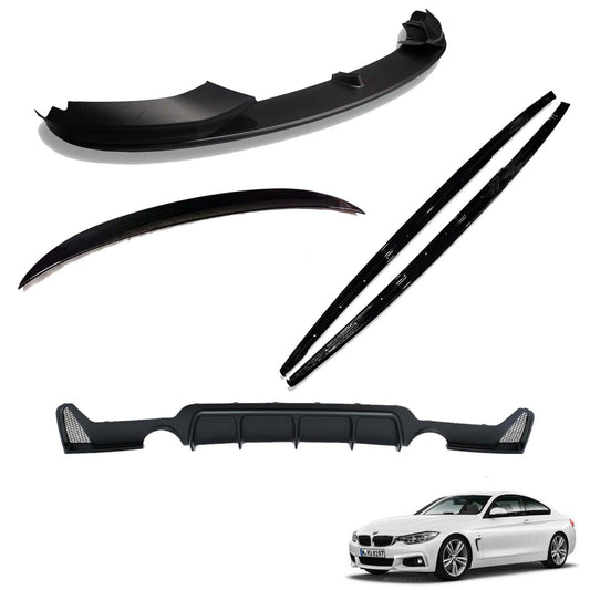 BMW 4 Series F32 M Sport 2014 - 2020 Matte Black Full Aero Body Lip Kit - Diffuser 0___0