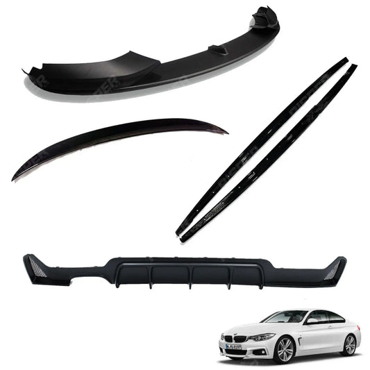 BMW 4 Series F32 M Sport 2014 - 2020 Matte Black Full Aero Body Lip Kit - Diffuser 00___