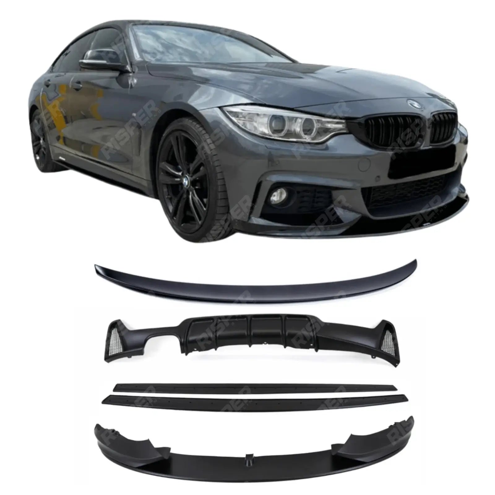 BMW 4 Series F36 M Sport Matt Black Full Aero Kit V7 00____ Main image