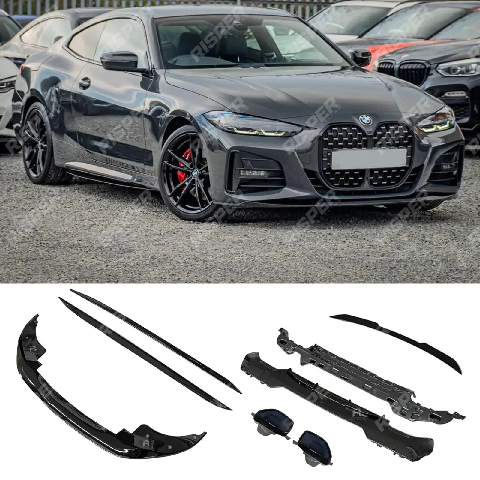 BMW 4 Series G22 2020+ M Sport - Aero Body Kit in Gloss Black Aero Kit